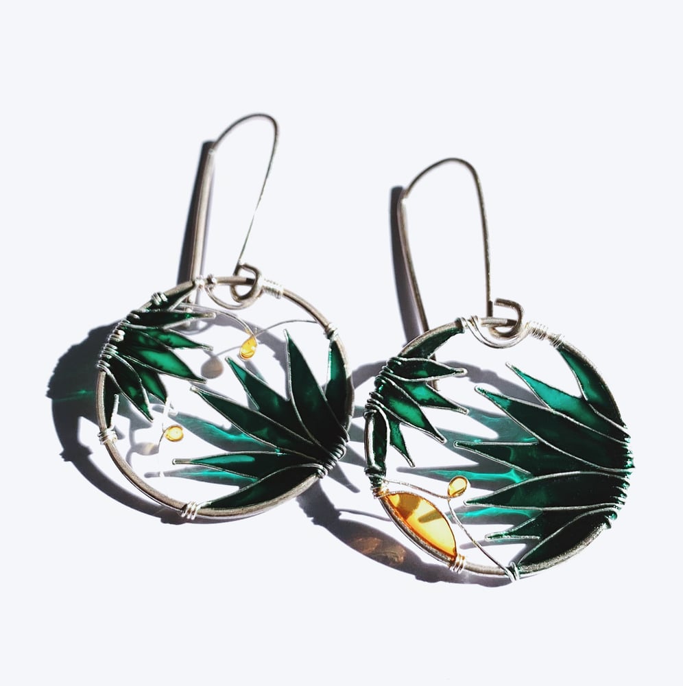 Image of Lush Green Silver Earrings