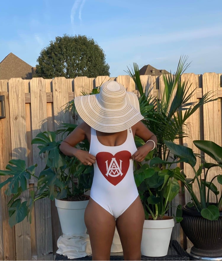 Image of AAMU LOVE One-Piece Swimsuit WHITE