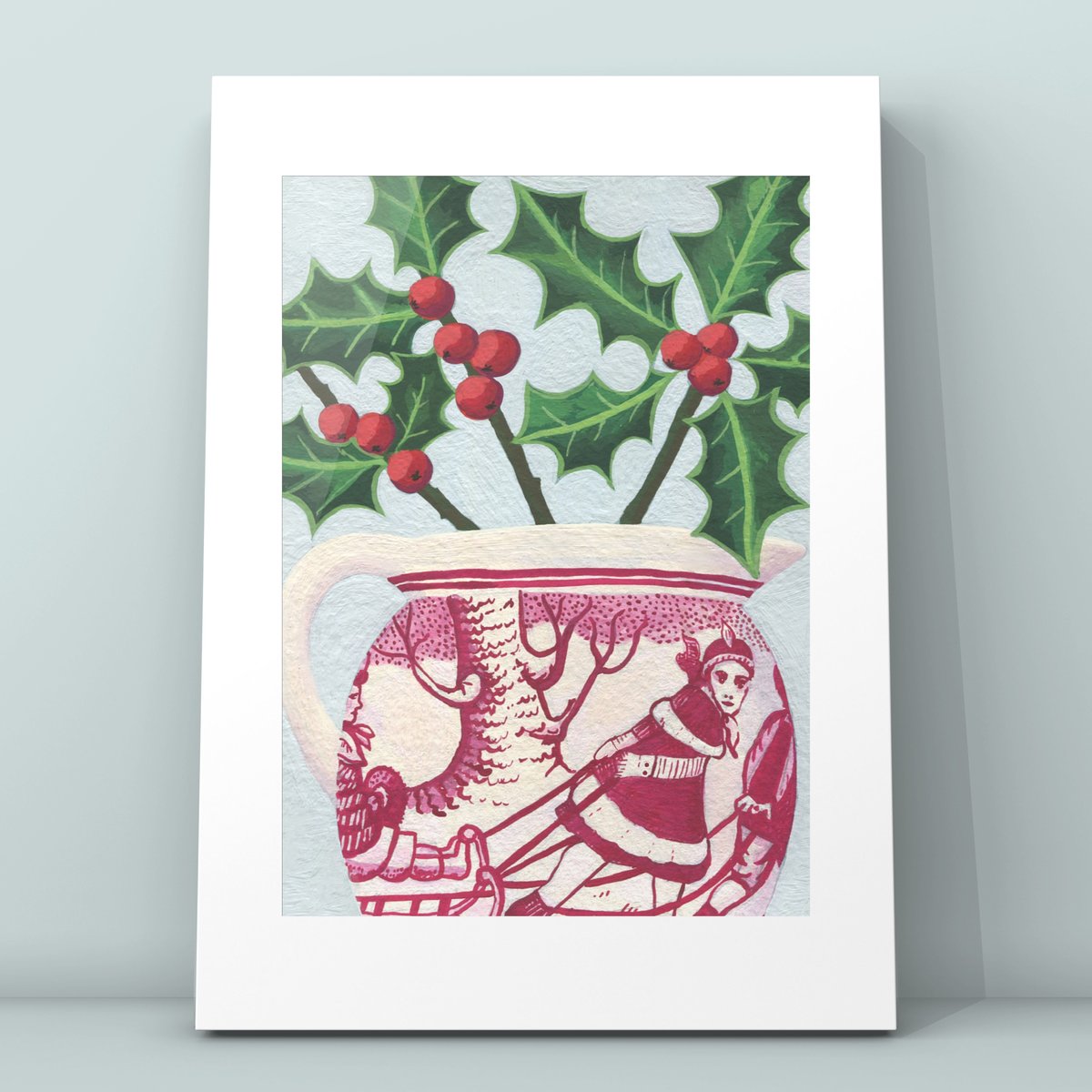 Holly in Sleigh Jug Print & Card