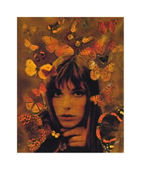 Jane B with butterflies. Jane Birkin