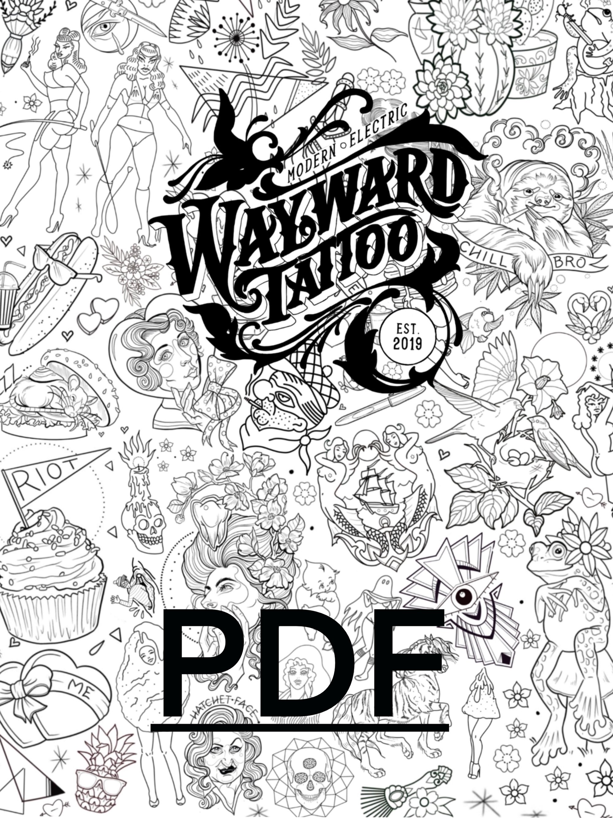 Print at Home/Tablet use PDF Coloring book   Wayward Tattoos