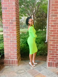 Image 2 of Sorry, Not Sorry Neon Green Bodycon Dress