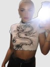 Dragon tattoo Print mesh crop top 