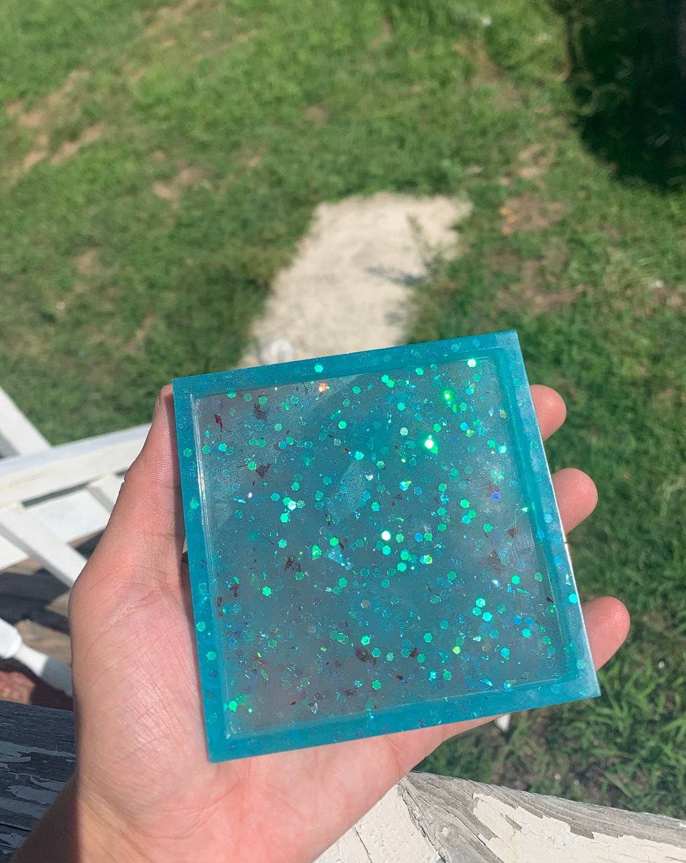 Image of Blue Glitter Resin Ashtray 