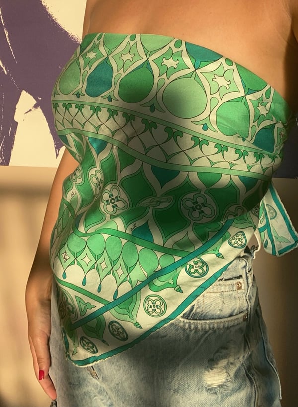 Image of Emilio Pucci green pattern silk scarf