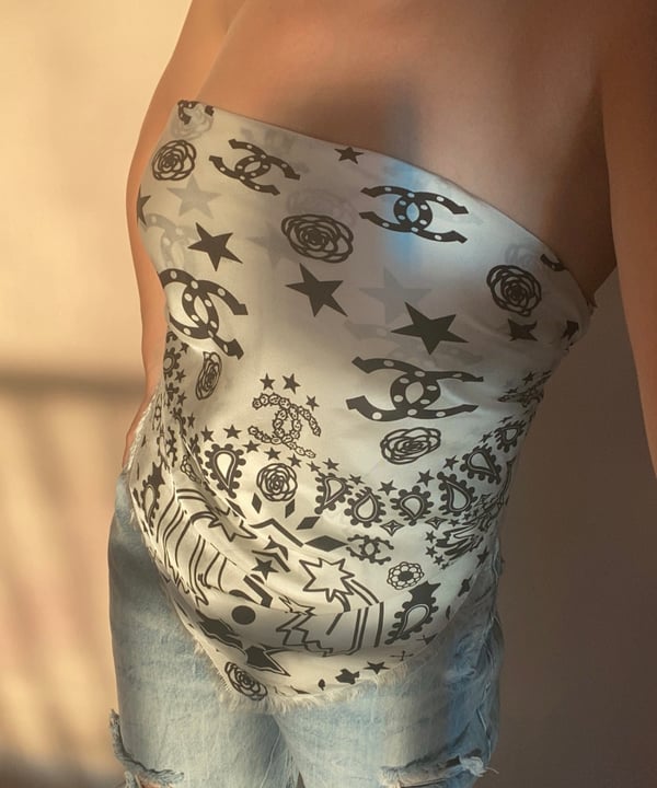 Image of Chanel Texas Print Silk Scarf