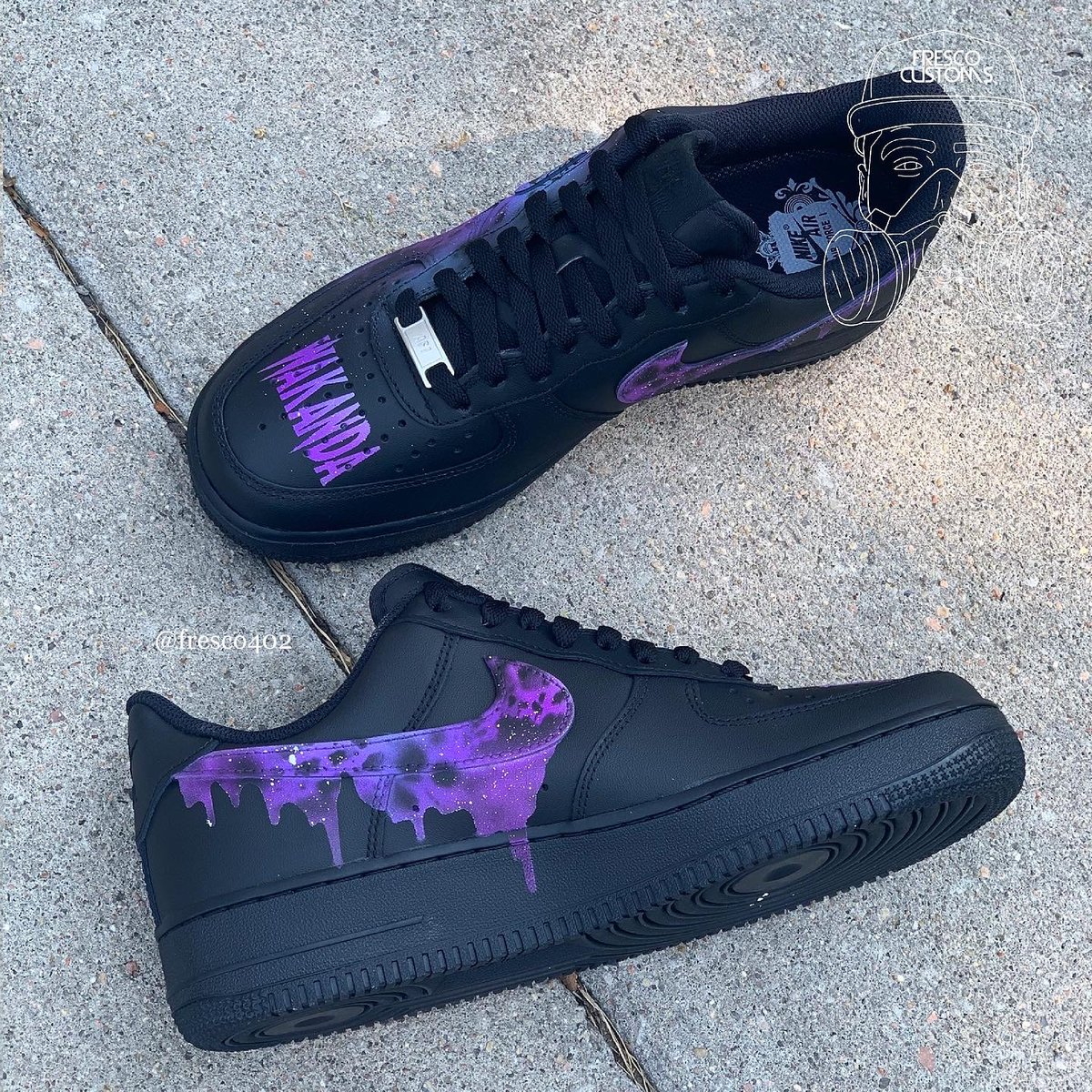 Black Panther Custom Shoes AF1s Fresco Customs