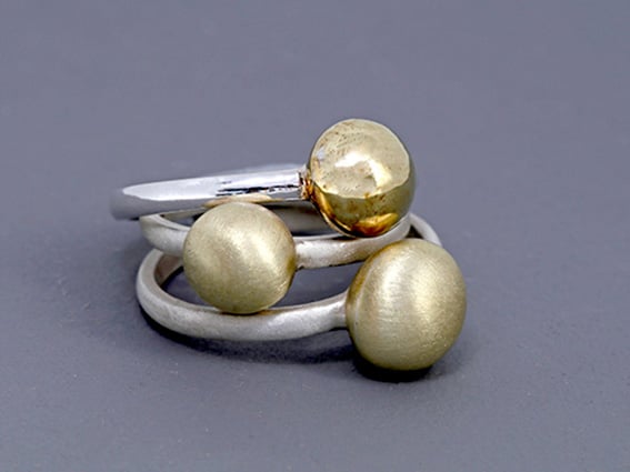 Brass/silver pebble ring