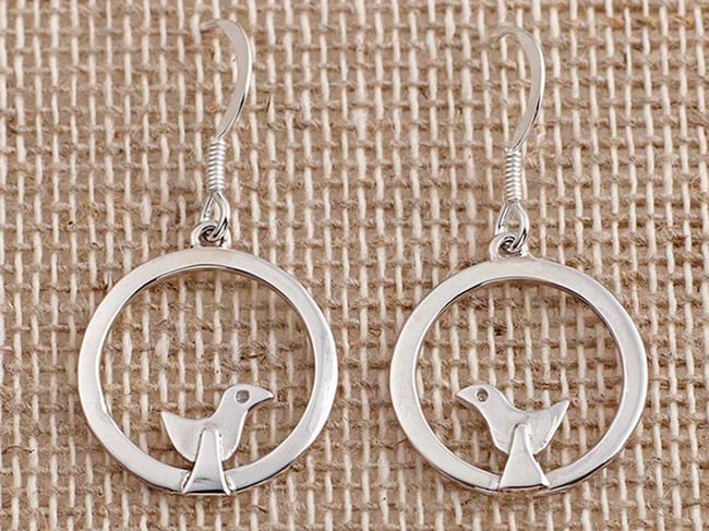 Bird drop earrings Round/Oval