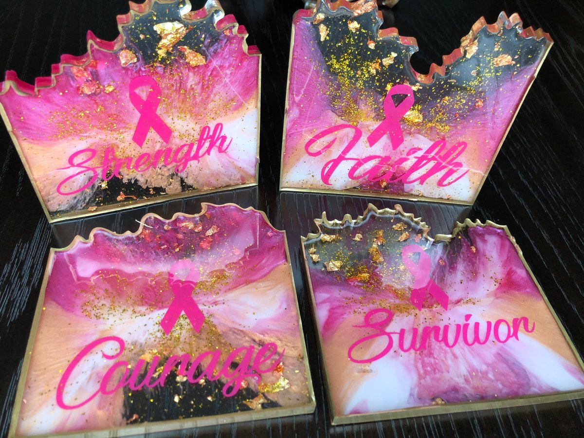 Breast Cancer Awareness Coasters Candace Herring Oil Paintings