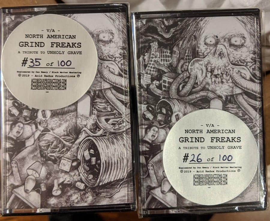 Image of PLF - [Unholy Grave Tribute Comp] - "North American Grind Freaks" 10" / CD / Tape