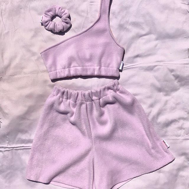 Fleece One Shoulder Crop Tops