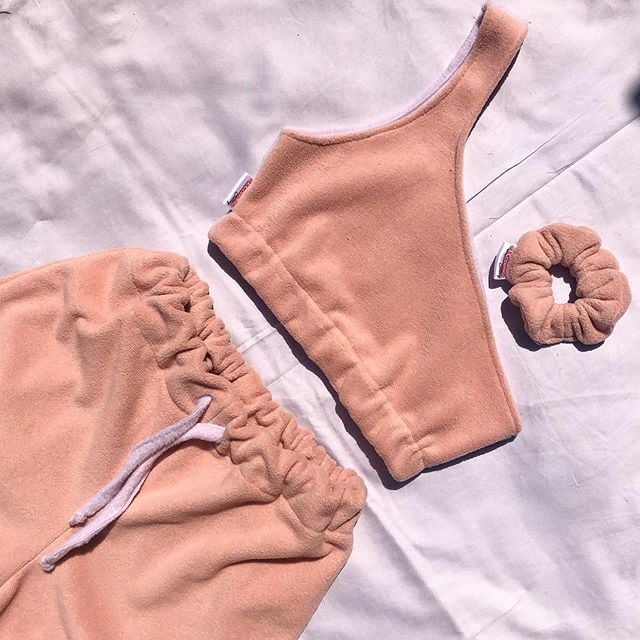 Fleece One Shoulder Crop Tops