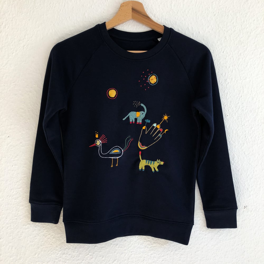 Image of Hybrid animals - Damaja Kids sweatshirt / one of a kind, original hand embroidery on organic cotton