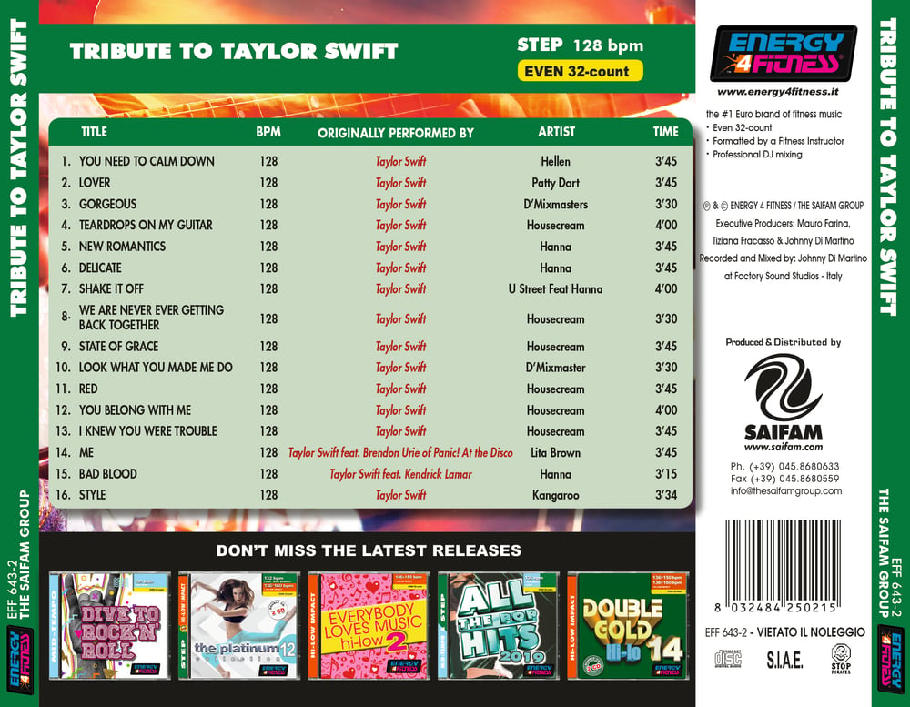 EFF643-2 // TRIBUTE TO TAYLOR SWIFT (MIXED CD COMPILATION 128 BPM)