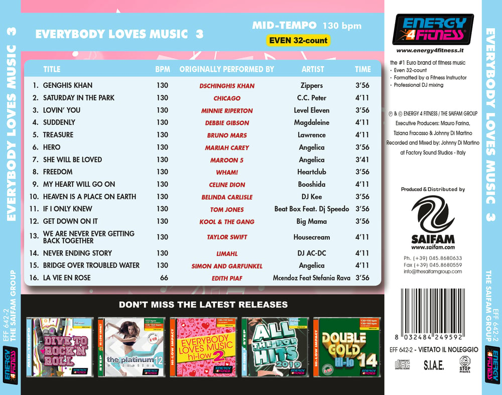 EFF642-2 // EVERYBODY LOVES MUSIC 3 (MIXED CD COMPILATION 130 BPM)