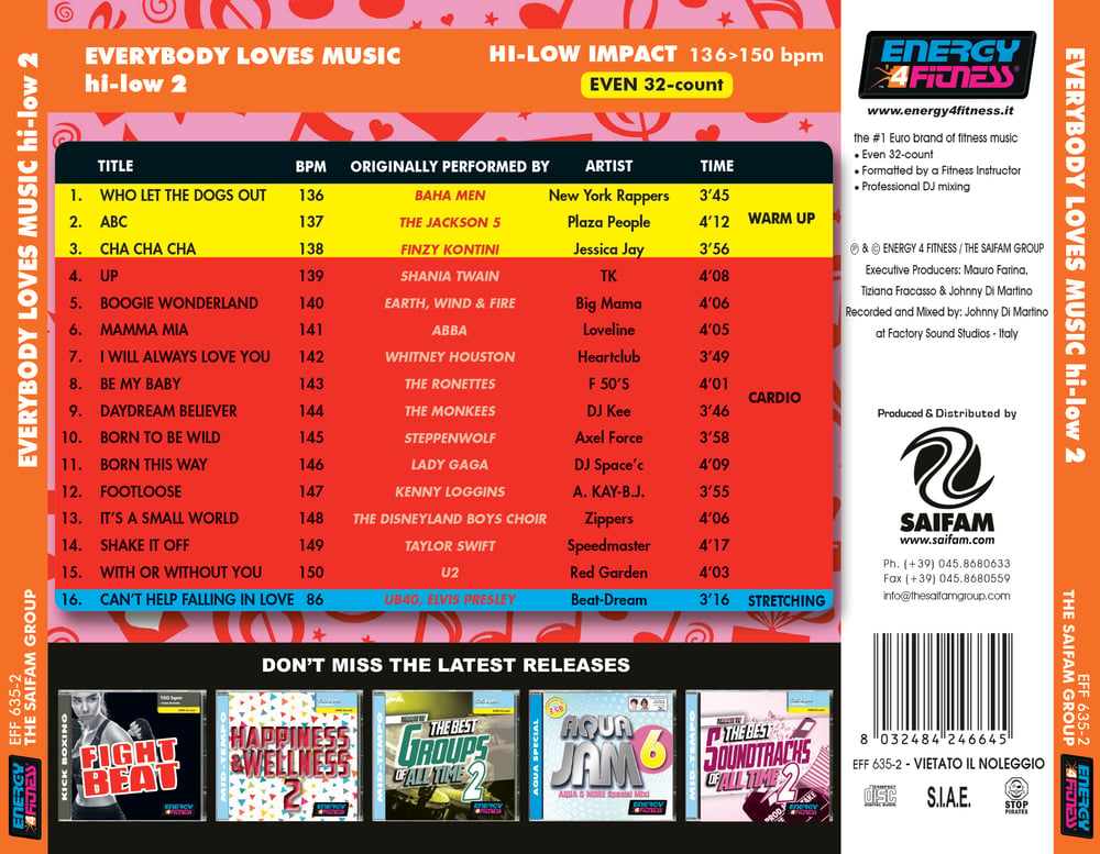 EFF635-2 // EVERYBODY LOVES MUSIC HI LOW 02 (MIXED CD COMPILATION 136-150 BPM)