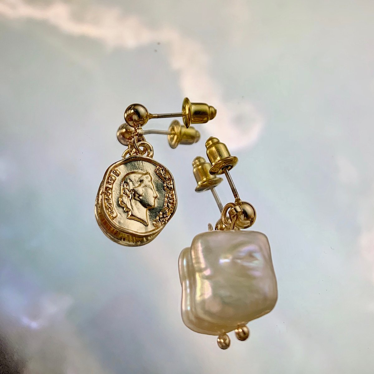 Image of Elijah Gold Asymmetrical Earrings