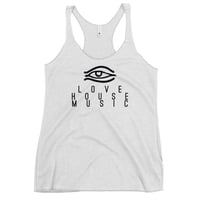Image 3 of Women's Eye Love House racerback tank - available in black, red, & white