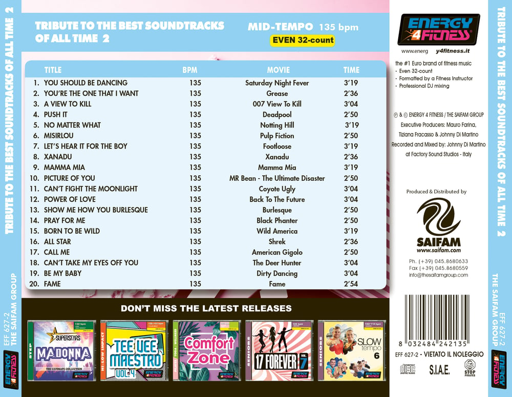 EFF627-2 // TRIBUTE TO THE BEST SOUNDTRACKS OF ALL TIME 02 (MIXED CD COMPILATION 135 BPM)