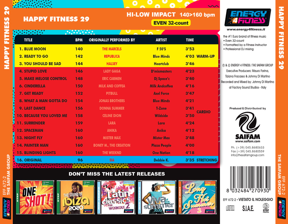 EFF672-2 // HAPPY FITNESS 29 PURE HI-ENERGY (MIXED CD COMPILATION 140-160 BPM)