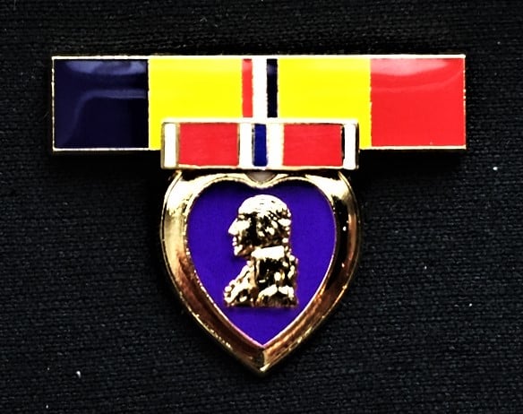 Purple Heart Us Marine Combat Action Ribbon With Bronze Star Pin Command Headquarters