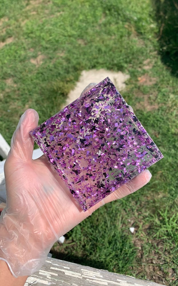 Image of Purple Glitter Resin Ashtray 