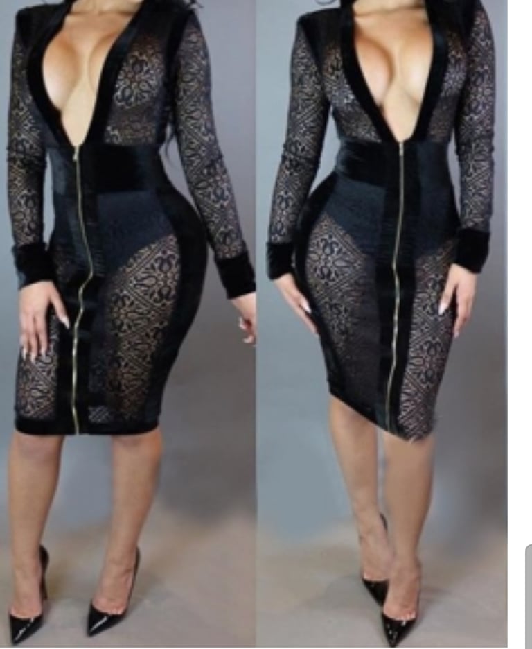 Long Sleeve V Lace Dress