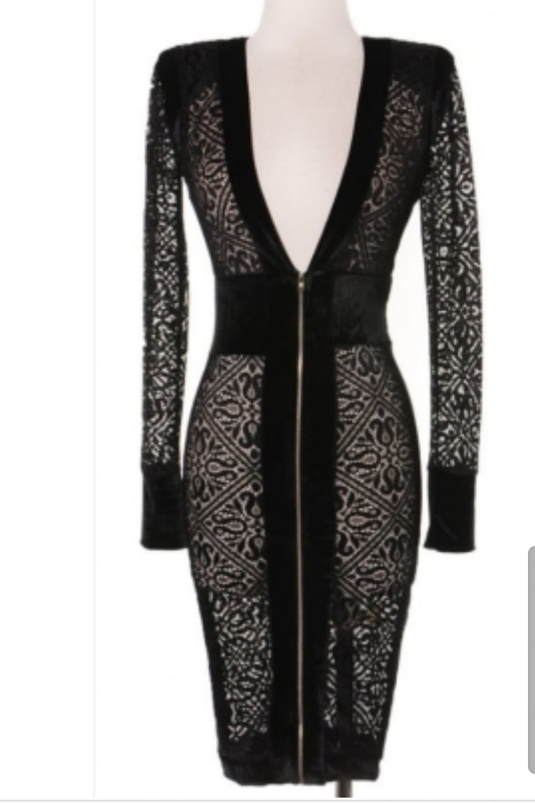 Long Sleeve V Lace Dress Image 3