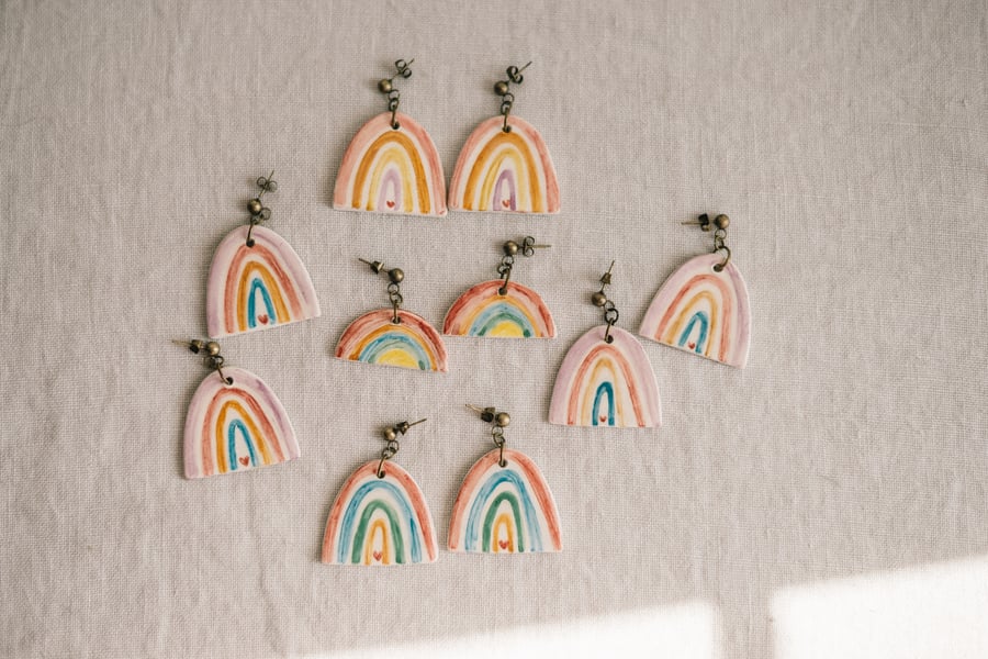 Image of CLAY EARRINGS: Molelo BOHO RAINBOW