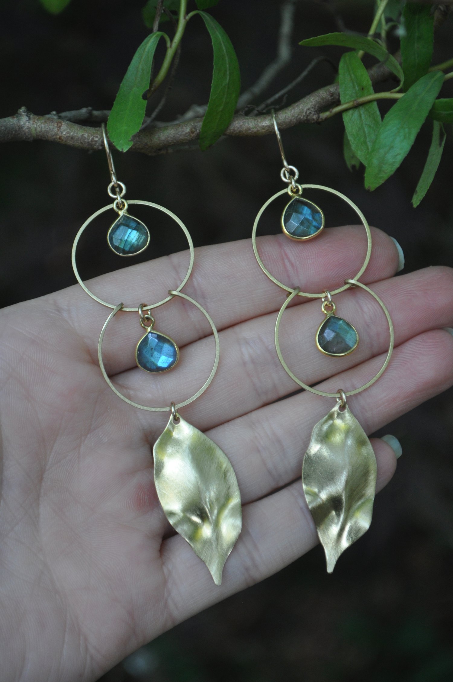 Image of Layered Labradorite Leaf Dangles