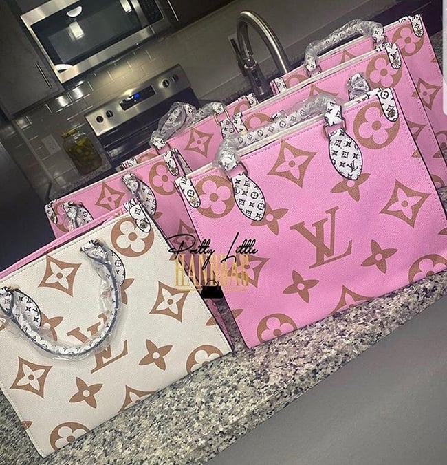 white and pink lv bag