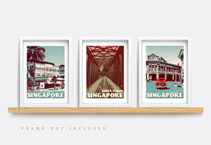 Image of Singapore - Vintage Poster - Joo Chiat road - Koon Seng road - Travel Gift - Fine Art Print