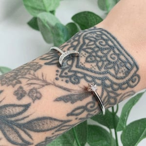 Image of The Orbit Bangle Moon and Star (Sterling Silver)