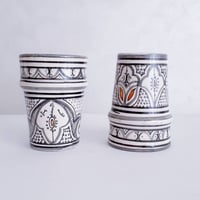 Image 3 of 2 MOROCCAN CERAMIC CUPS - GREY PATTERNS