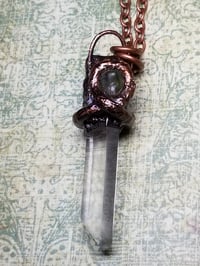 Image 1 of Electroformed Peridot and Quartz Point Necklace 
