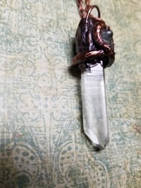 Image 4 of Electroformed Peridot and Quartz Point Necklace 