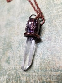 Image 5 of Electroformed Peridot and Quartz Point Necklace 
