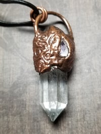 Image 1 of Electroformed Quartz Crystal Point and Amethyst Necklace 