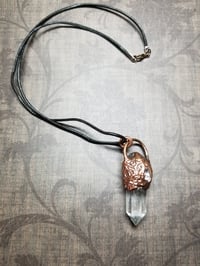 Image 2 of Electroformed Quartz Crystal Point and Amethyst Necklace 