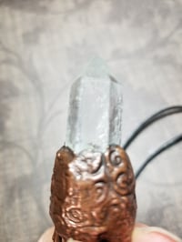 Image 4 of Electroformed Quartz Crystal Point and Amethyst Necklace 