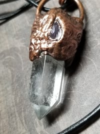 Image 5 of Electroformed Quartz Crystal Point and Amethyst Necklace 