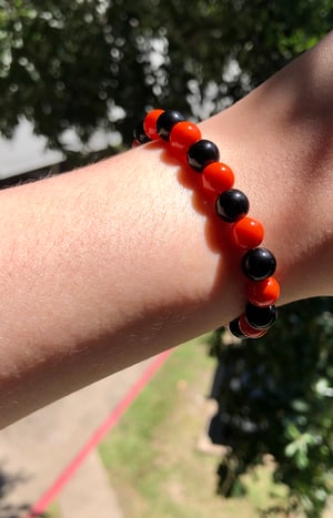 Orange and Black Bead Bracelet