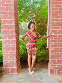 Image 1 of Keepin’ It Cute Navy Fuchsia Print Dress