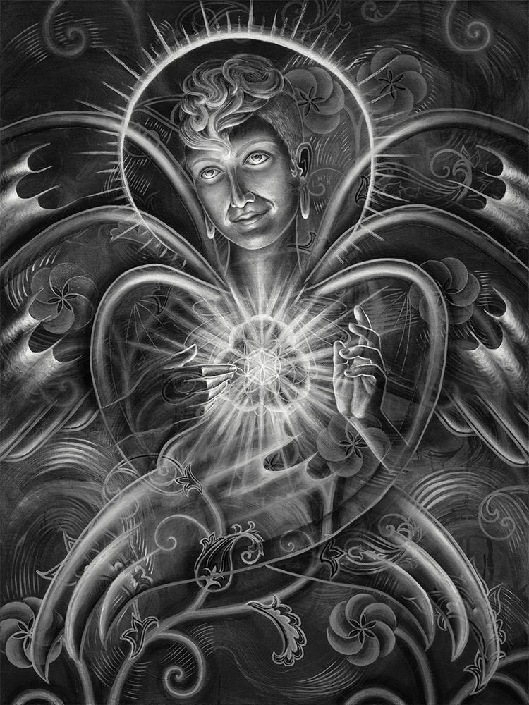 Image of 'Seraphibonacci' Silver - extremely limited edition metallic black & white poster