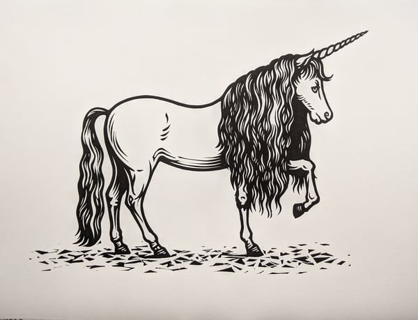 Image of Unicorn - original linocut print