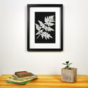 Framed Woodcut Fern Leaf