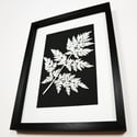 Framed Woodcut Fern Leaf