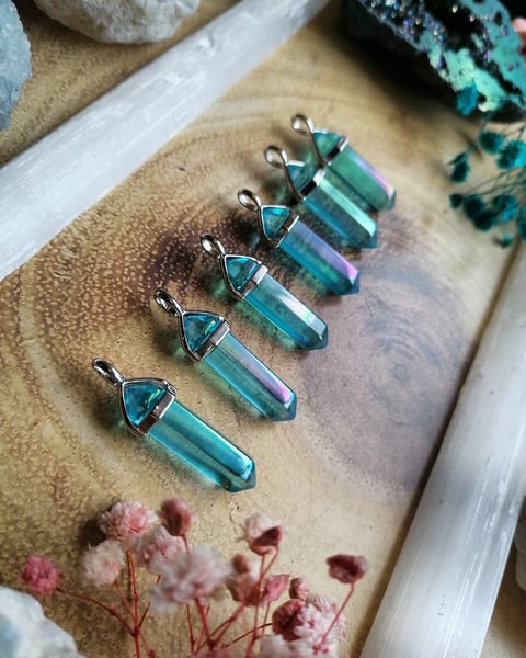 Image of Aqua aura quartz pendant 
