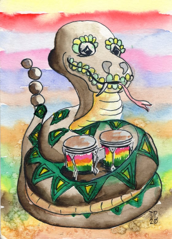 Image of "Bongo The Snake" watercolor painting